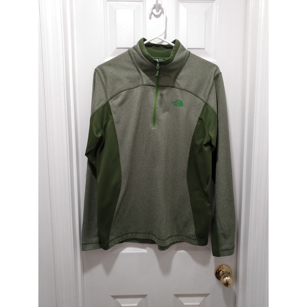 North Face 1/4 Zip Quarter Pullover Sweater, Heather Green, Forest Green Small